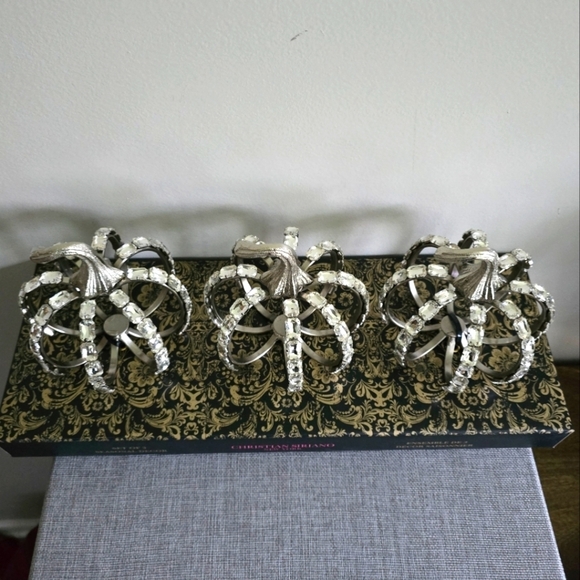 Christian Siriano 3 Pack Rhinestone Crystal Silver Metal Pumpkin Set - Picture 6 of 8
